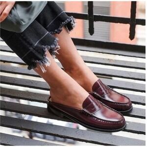 G H Bass Weejuns Burgundy Leather Penny Loafer Mules Slip On Shoes Women 8